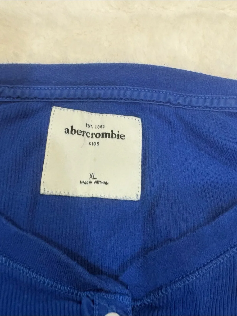 Abercrombie & Fitch Girls' Long Sleeve Henley Top - Royal Blue vintage